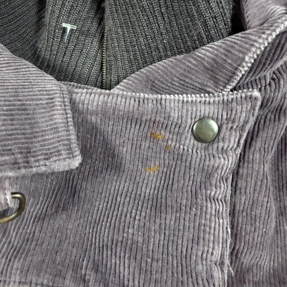 David Benjamin Vintage Corduroy Bomber Jacket Men M Purple Plaid Lined 80s Retro